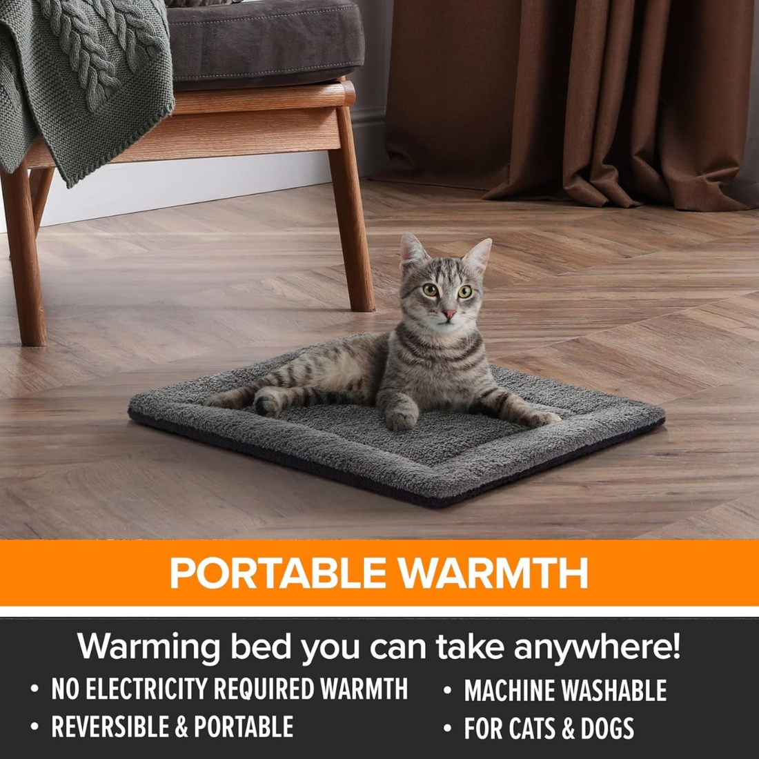 Self-Warming Cat Bed Pad – Reversible, Self-Heating Mat for Indoor & Outdoor Cats (21x17")