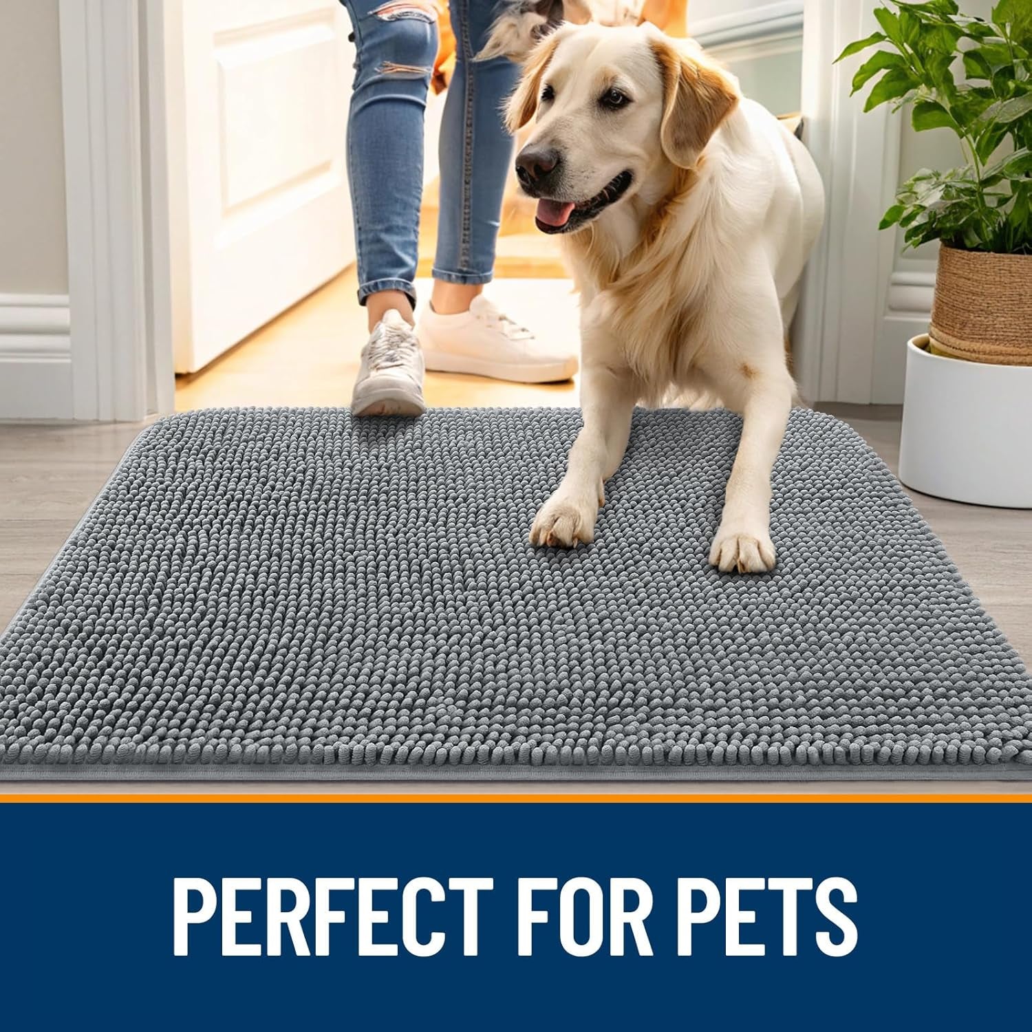 Super Absorbent Dog Door Mat – Non-Slip, Fast-Drying Microfiber Pet Rug for Muddy Paws (30" × 20")