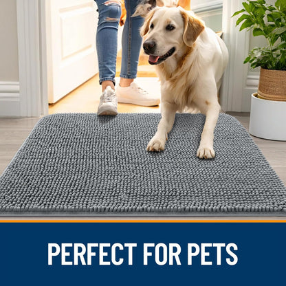 Super Absorbent Dog Door Mat – Non-Slip, Fast-Drying Microfiber Pet Rug for Muddy Paws (30" × 20")