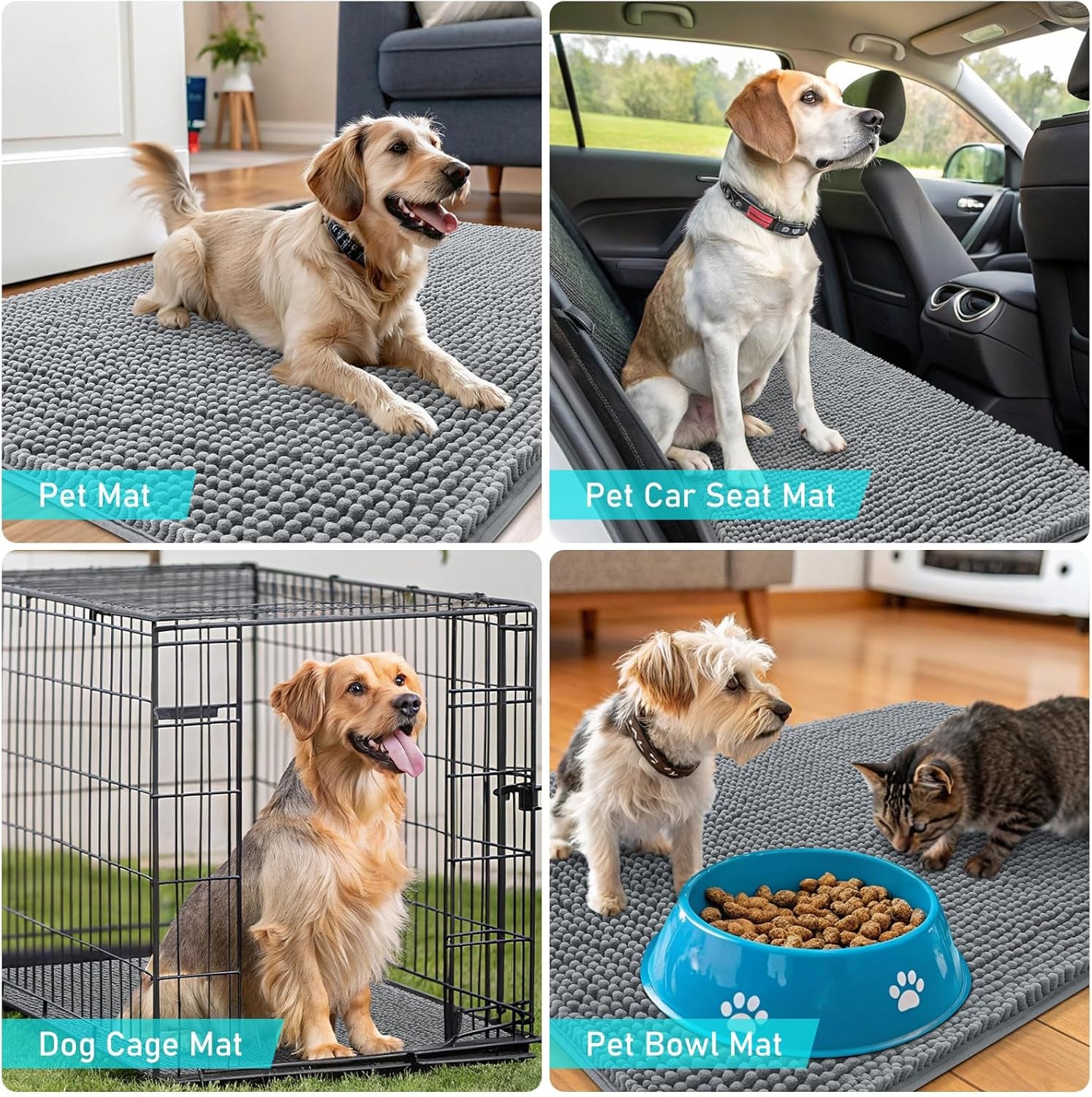 Super Absorbent Dog Door Mat – Non-Slip, Fast-Drying Microfiber Pet Rug for Muddy Paws (30" × 20")